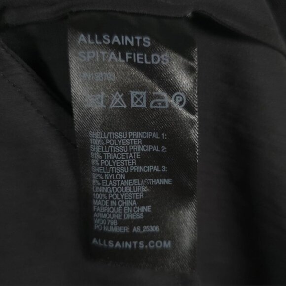 NWT ALL SAINTS ARMOURE Mini DRESS Black Semi Sheer,  Pleated Skirt WD079B Size 4 - Picture 13 of 13